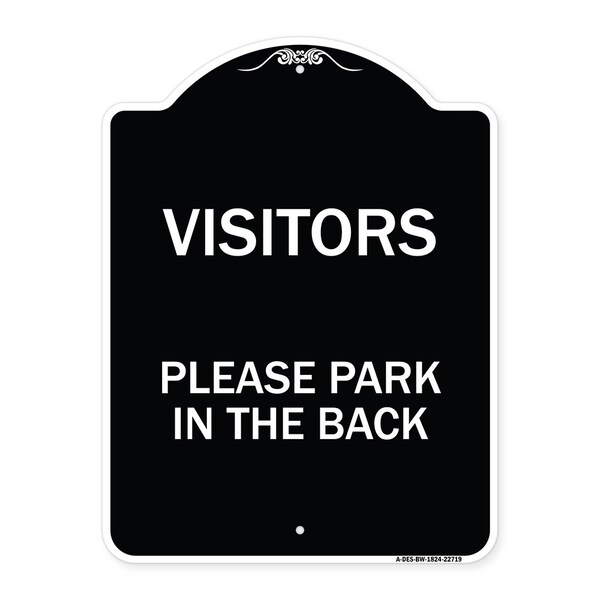 Signmission Visitors Please Park in the Back Heavy-Gauge Aluminum Architectural Sign, 24" x 18", BW-1824-22719 A-DES-BW-1824-22719 - main